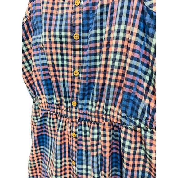 Large (10/12) So Girls Checked Sudress Blue Pink Ruffle Hem - Picture 4 of 9